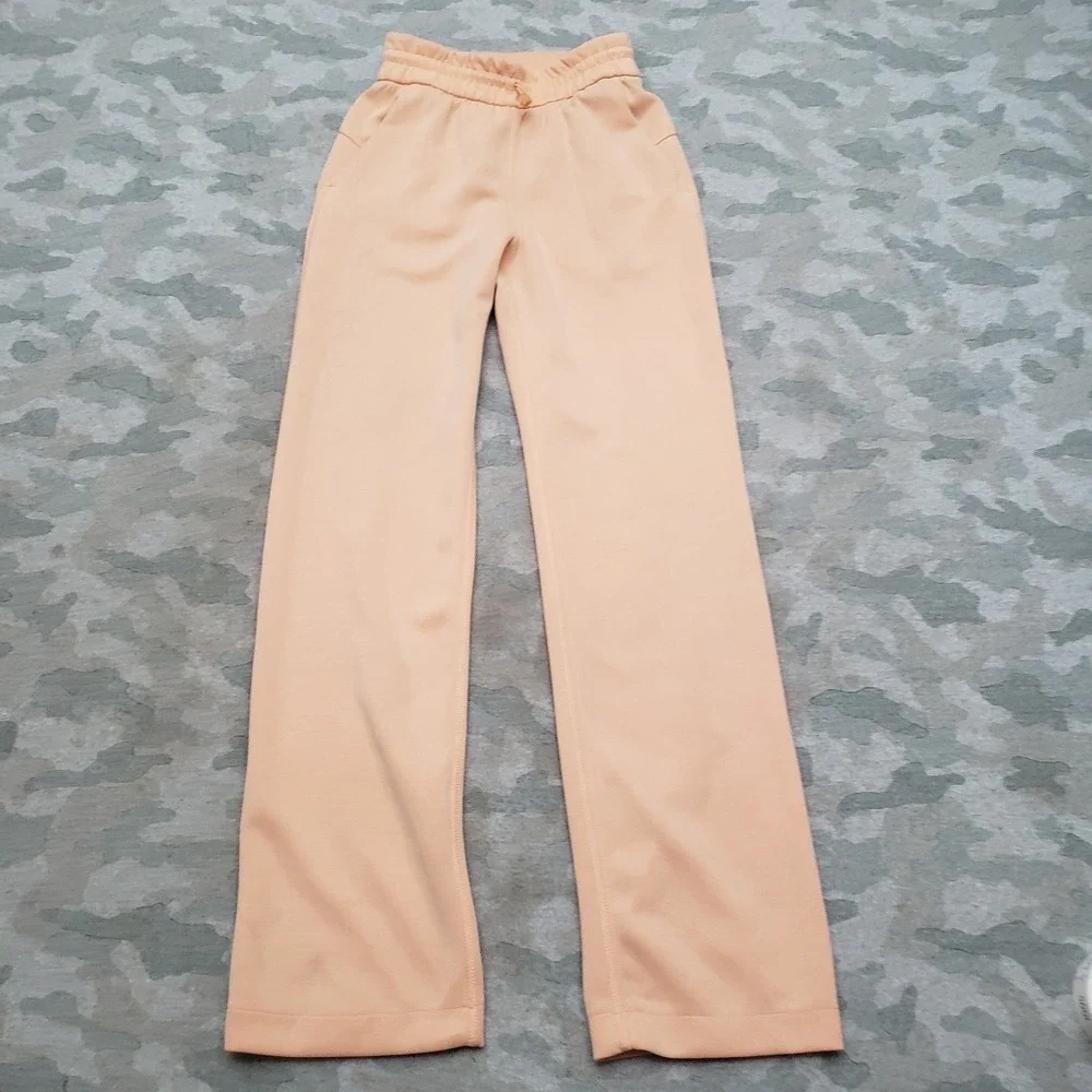 Lululemon Softsteme Pants Womens 0 Orange Hight Rise Gym Pockets Drawstring